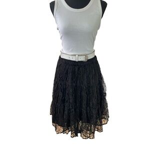Vintage 1990s Tiered Lace Skirt Goth Punk - Size Large
